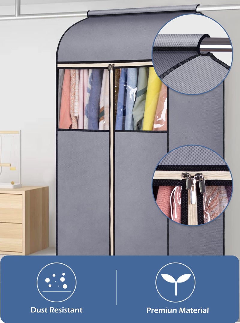 SLEEPING LAMB 43'' Garment Bags for Closet Storage with Zippers Completely Closed Wardrobe for Hanging Clothes Suits Coats Cover, 2 Packs, Grey(Hanging Rod Not Included) - Image 4
